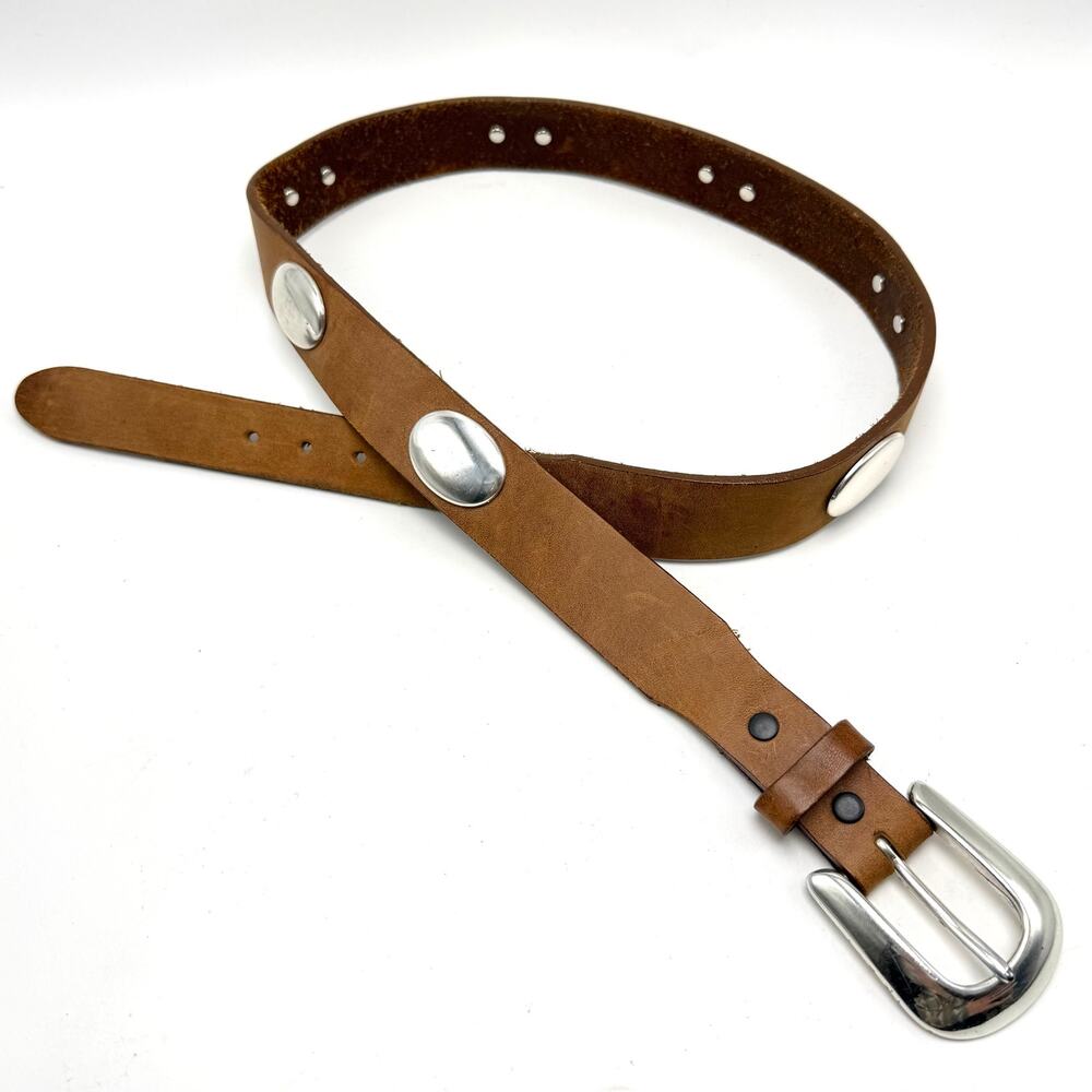 Justin Concho Western Belt 32-35 Brown Leather Cowgirl Boho Prairie Cottagecore